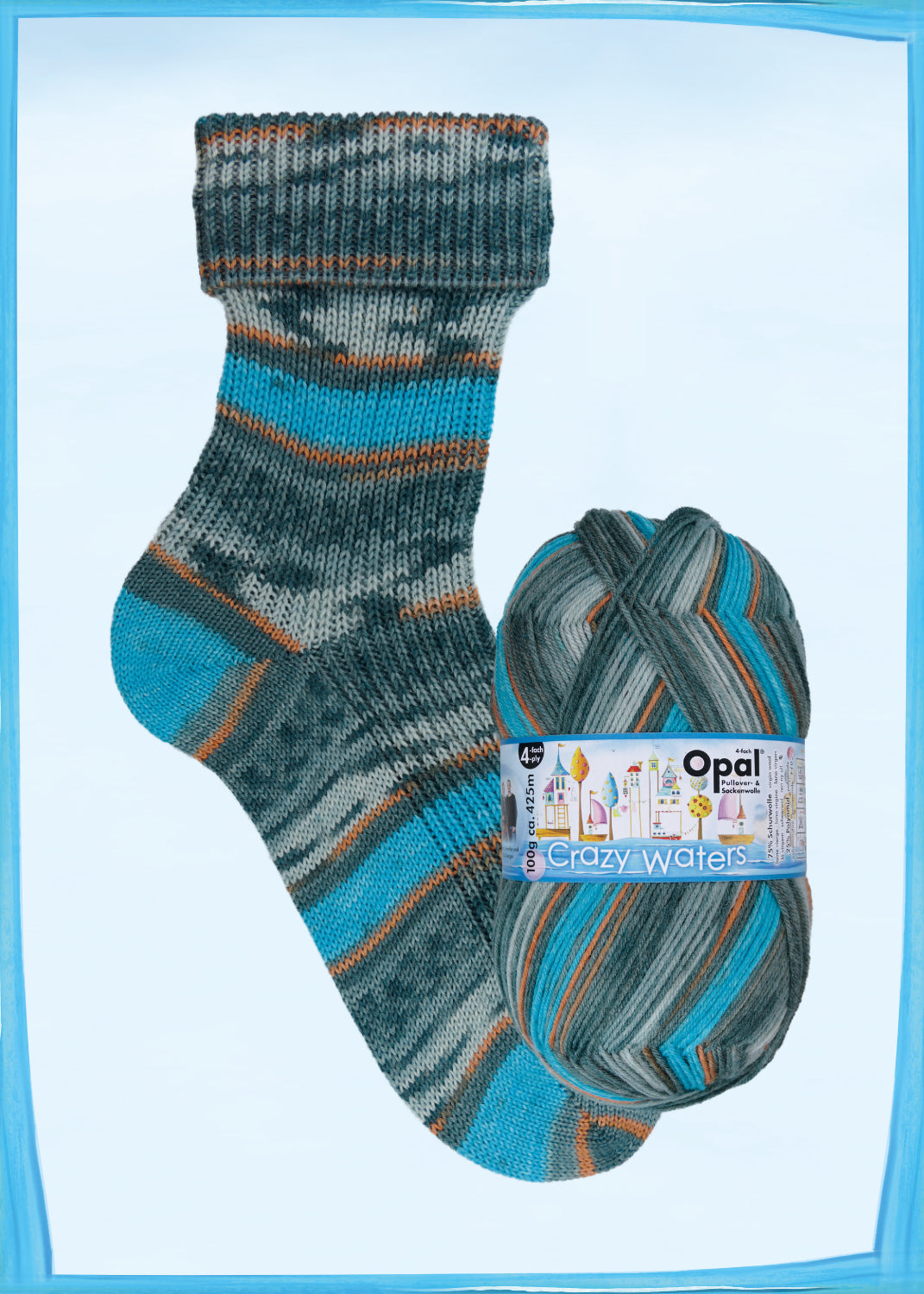 Opal Sock Yarn - Crazy Waters
