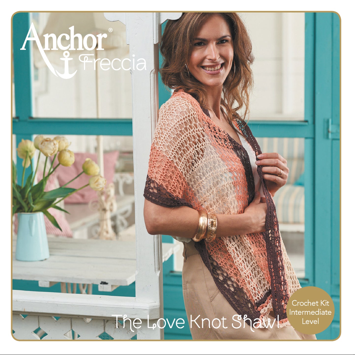 Anchor Freccia 'The Love Knot Shawl' Kit. Crochet kit