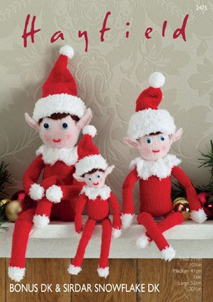 Hayfield Knitting Pattern 2475 - Christmas Elves - 3 sizes