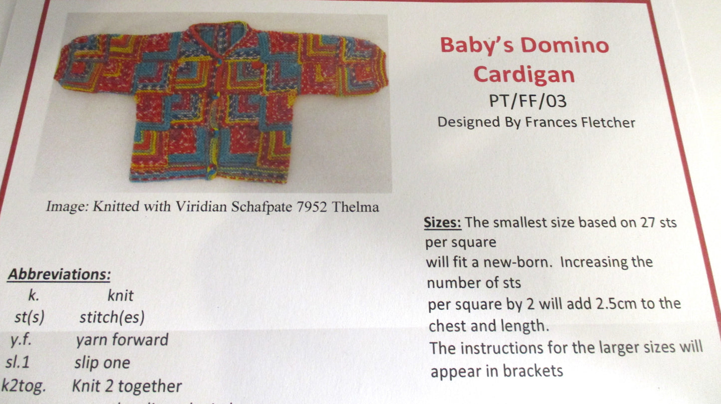 Cute knitted baby domino cardigan knitting pattern