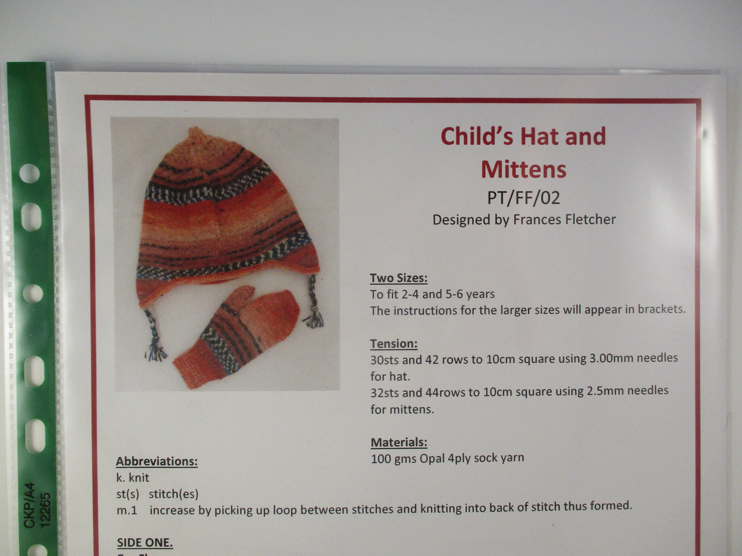Child's Hat & Mittens Knitting Pattern