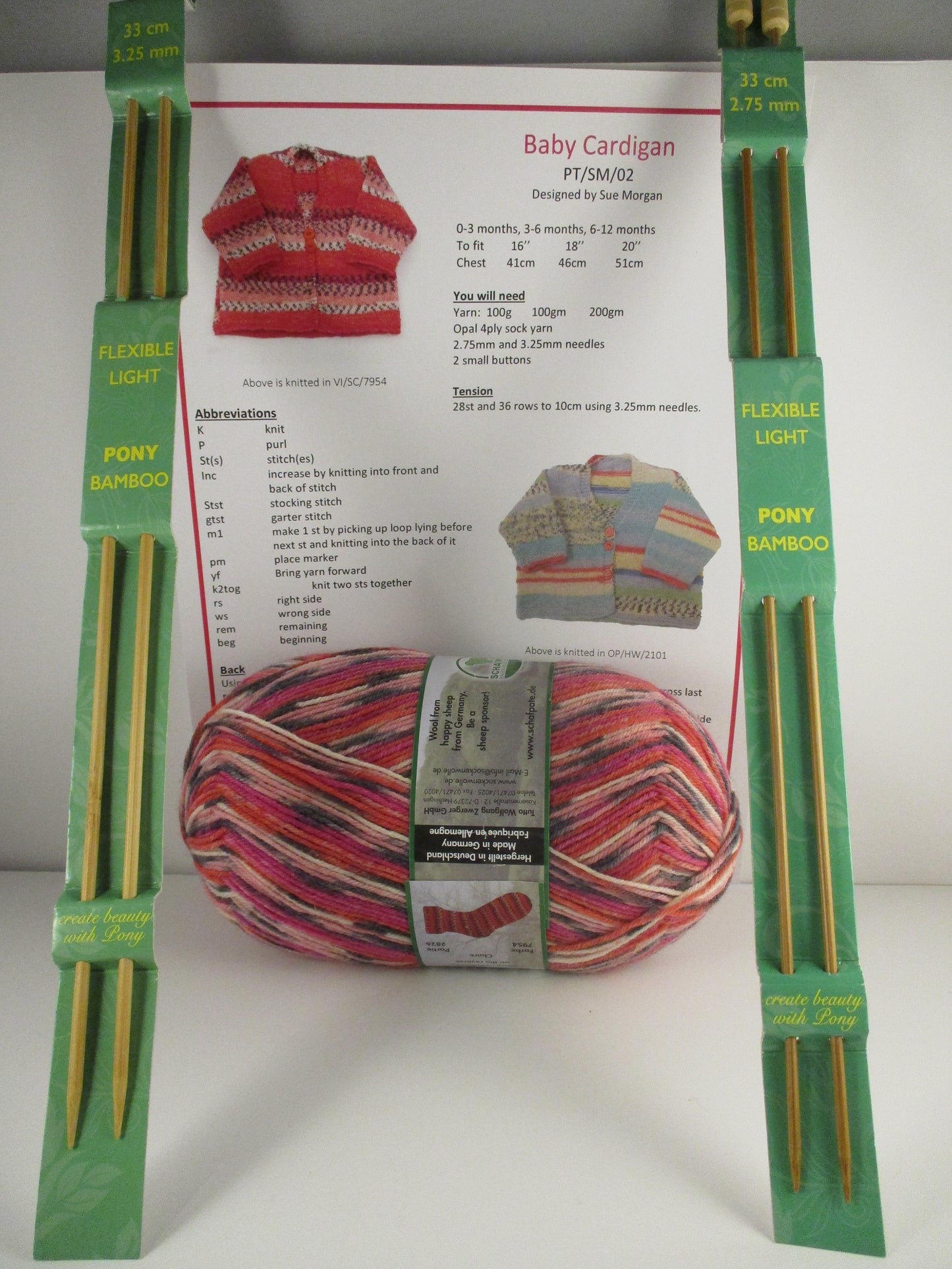 Baby cardigan Knitting Kit - Pattern, yarn and needles