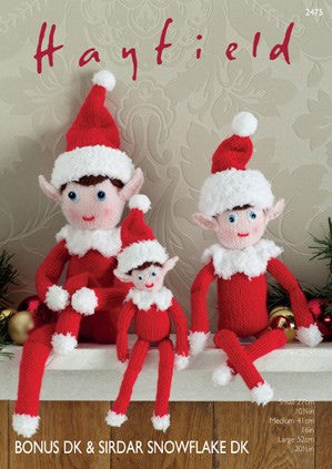 Hayfield Knitting Pattern 2475  - Christmas Elves - 3 sizes
