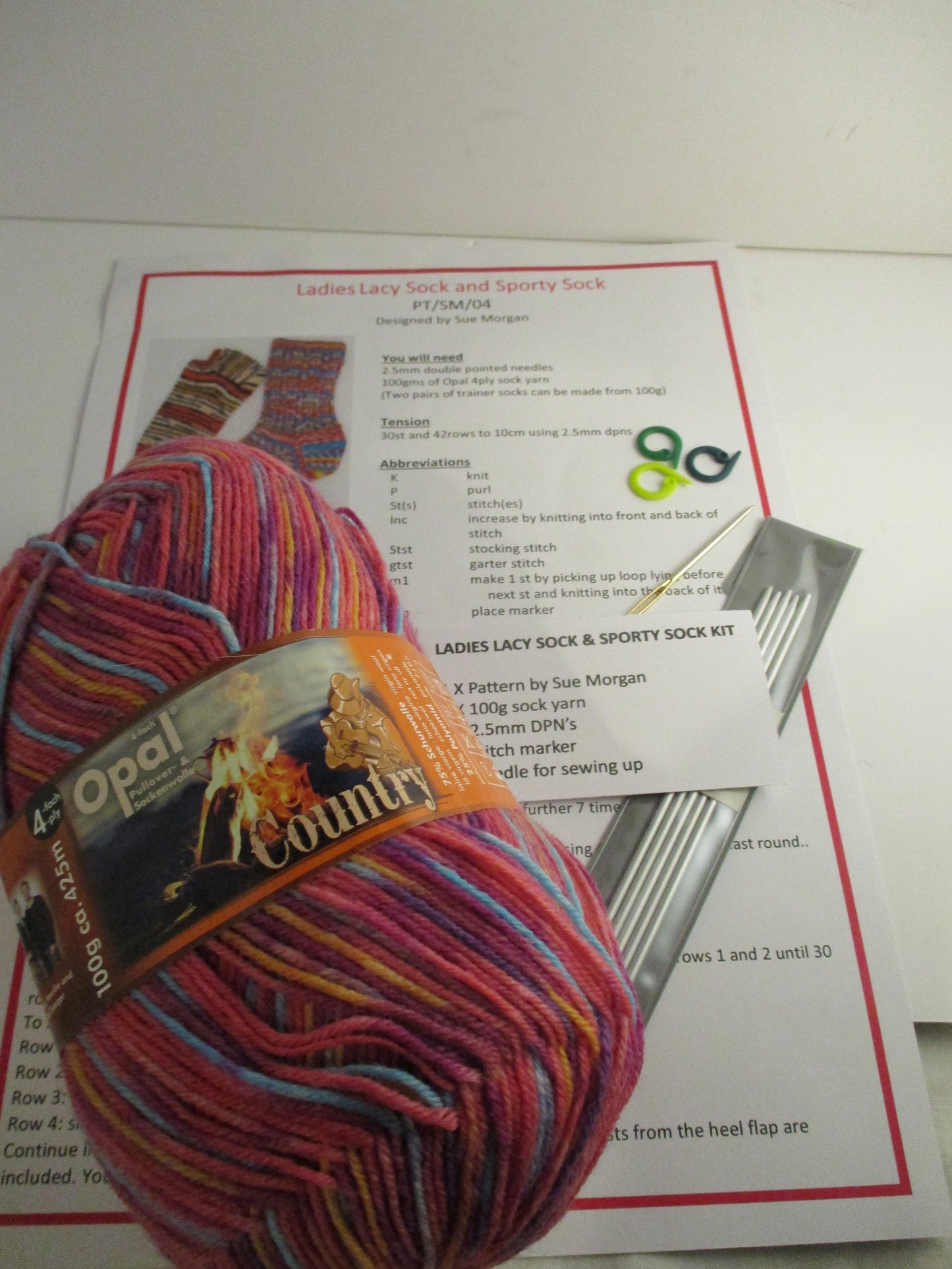 Sock  Knitting Kit - Pattern, yarn and needles