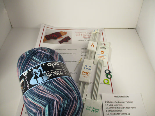 Handwarmer Knitting Kit - Pattern, yarn and needles