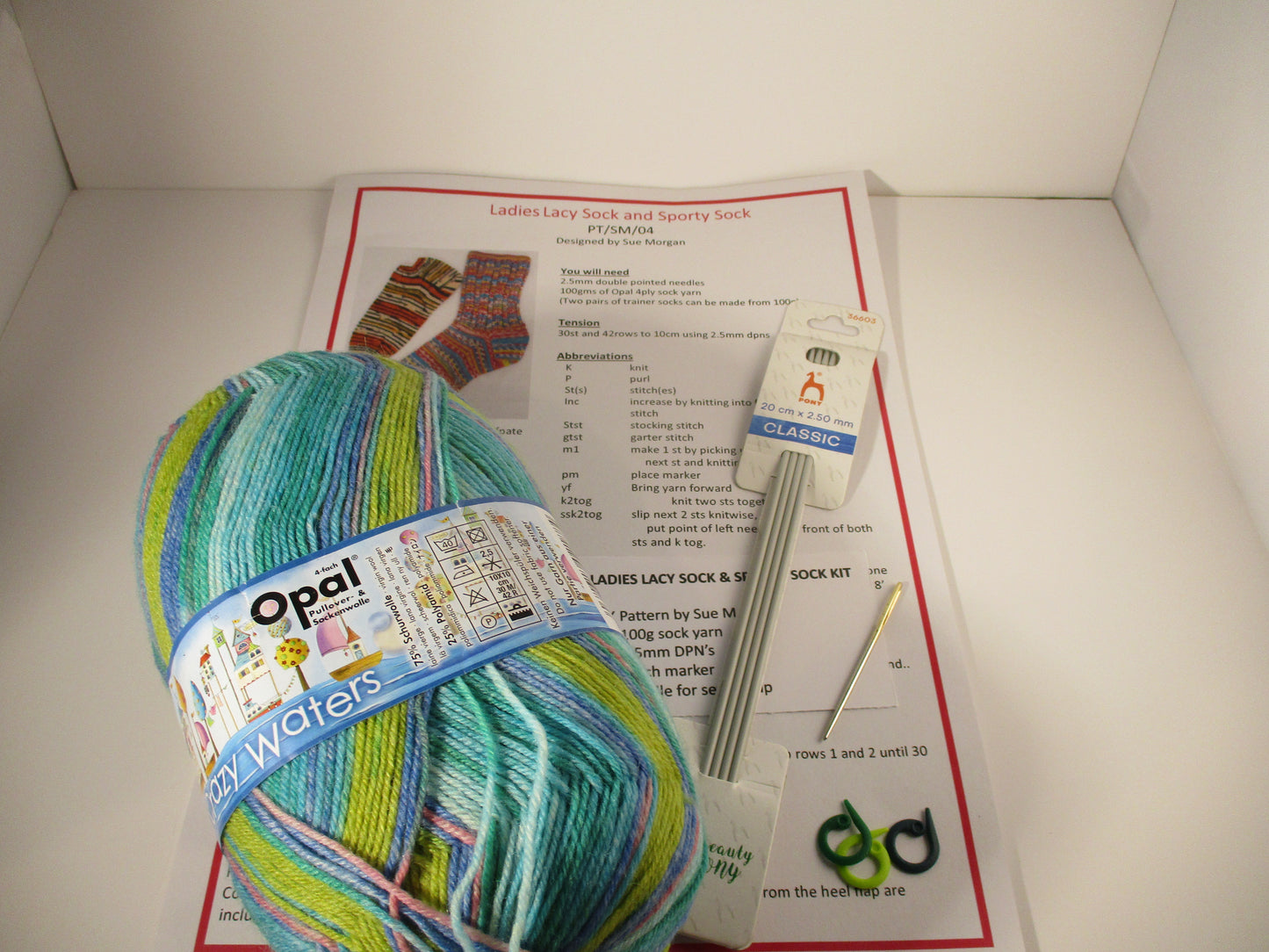 Sock  Knitting Kit - Pattern, yarn and needles