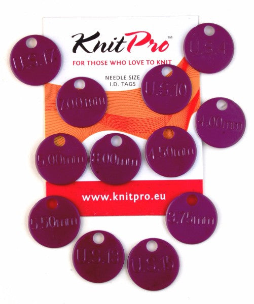 KnitPro Needle Size ID Tags - set of 12